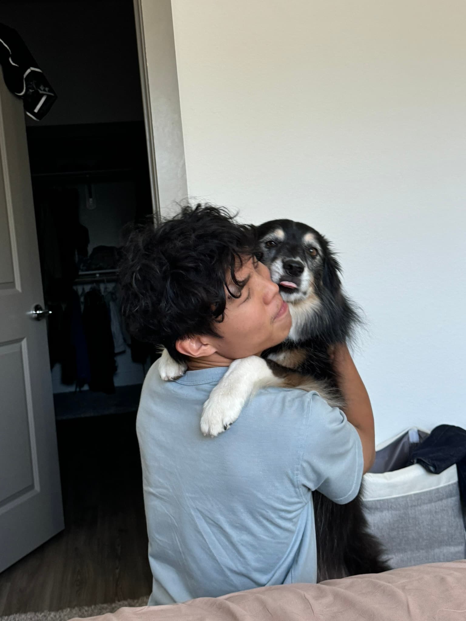 Yujie with a guest dog